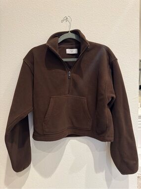 TNA Brown Fleece Half-Zip Pullover